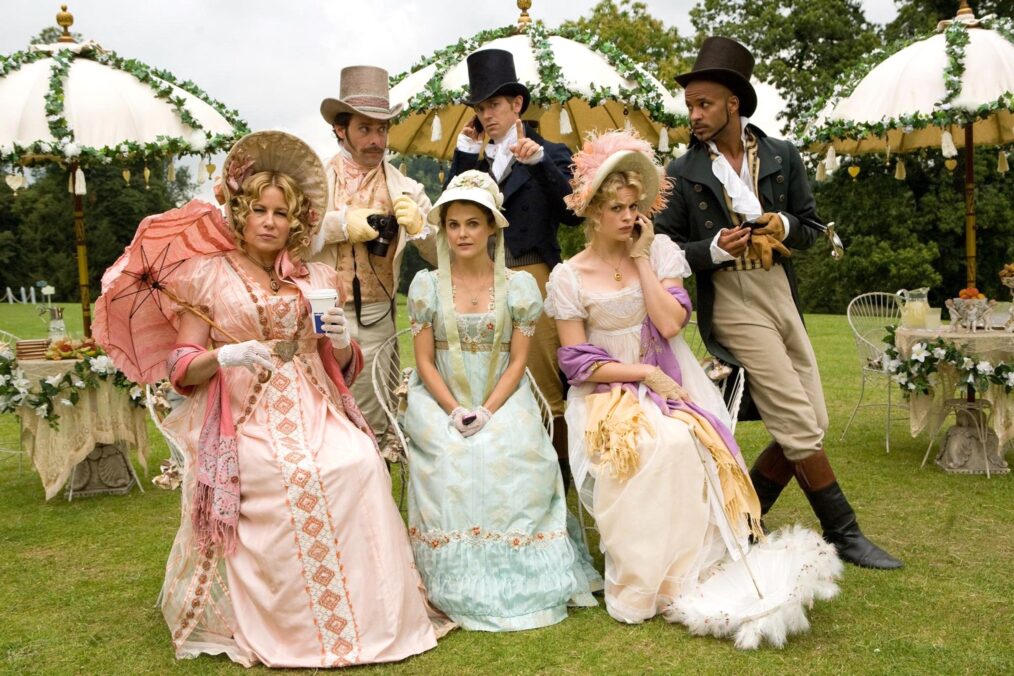 Jennifer Coolidge, James Callis, Keri Russell, JJ Feild, Georgia King, and Ricky Whittle in 'Austenland'