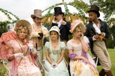 Jennifer Coolidge, James Callis, Keri Russell, JJ Feild, Georgia King, and Ricky Whittle in 'Austenland'