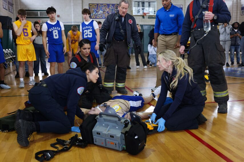 Hanako Greensmith as Violet Mikami, Miranda Rae Mayo as Stella Kidd, Christian Stolte as Randy "Mouch" McHolland, Kara Killmer as Sylvie Brett — 'Chicago Fire' Season 12 Episode 5