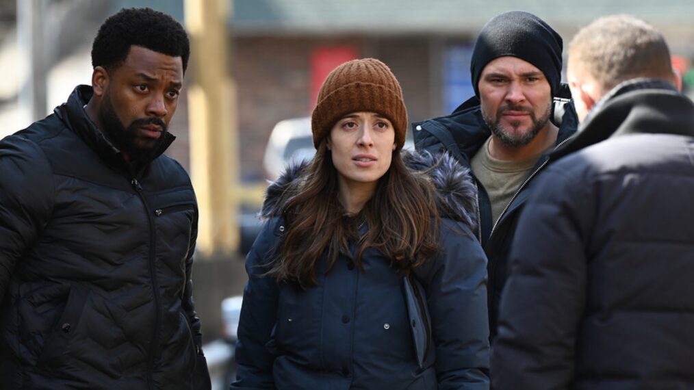 LaRoyce Hawkins as Kevin Atwater, Marina Squerciati as Kim Burgess, Patrick John Flueger as Adam Ruzek, Jason Beghe as Hank Voight — 'Chicago P.D.' Season 10