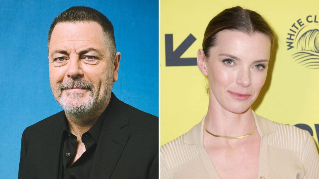 Nick Offerman and Betty Gilpin for 'Death by Lightning'