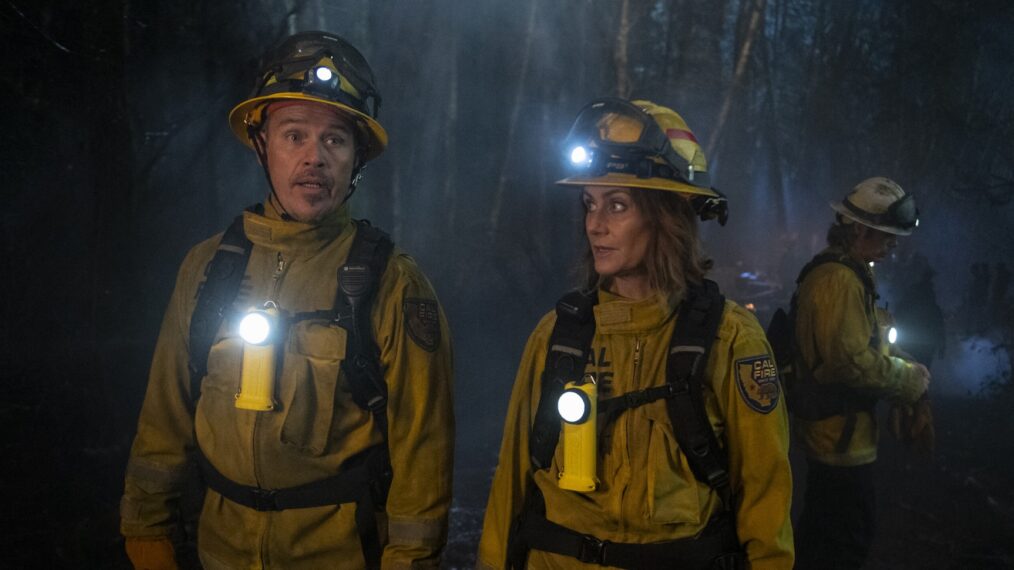 Kevin Alejandro as Manny Perez and Diane Farr as Sharon Leone — 'Fire Country' Season 2 Episode 2