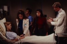 Tonja Walker, Jackie Zeman, Finola Hughes, and David Wallace on 'General Hospital' in 1989