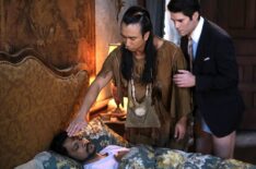 Roman Zaragoza, Utkarsh Ambudkar, and Asher Grodman in 'Ghosts' Season 3