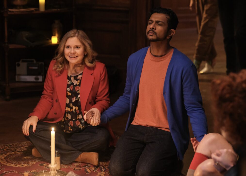 Rose McIver and Utkarsh Ambudkar in 'Ghosts' Season 3 Halloween episode