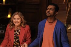 Rose McIver and Utkarsh Ambudkar in 'Ghosts' Season 3 Halloween episode