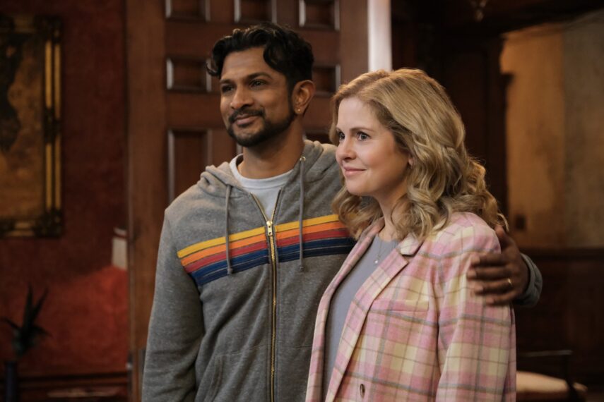 Utkarsh Ambudkar and Rose McIver for 'Ghosts' Season 3