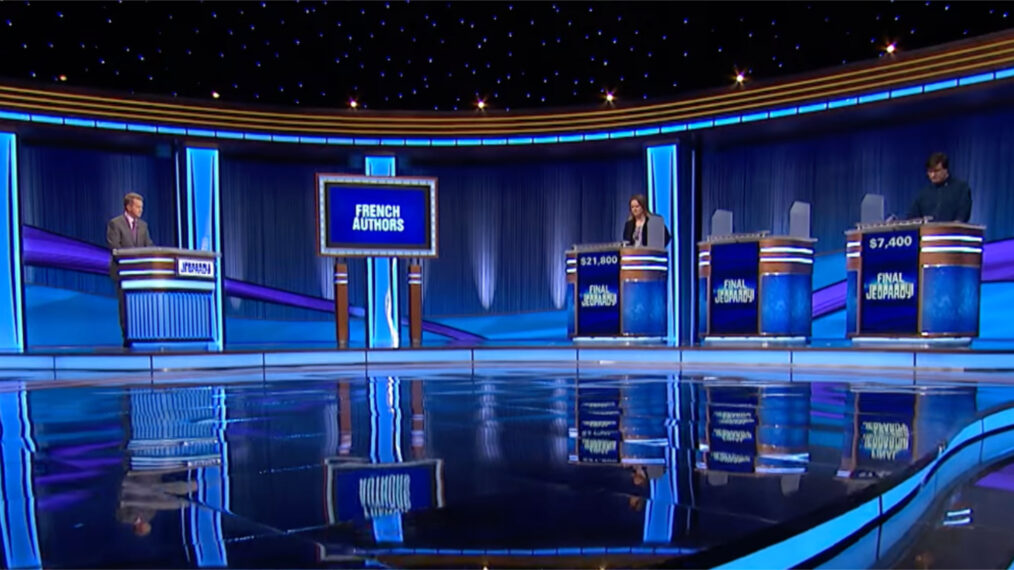 Ken Jennings, Emily Sands, and Matthew Marcus on 'Jeopardy!'