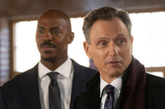 Mehcad Brooks as Det. Jalen Shaw, Tony Goldwyn as DA Nicholas Baxter in Law and Order