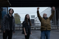 Simon Khan as Matt, Brooklynn Prince as Kaitlyn, and Brian Cox as Jaan in Little Wing