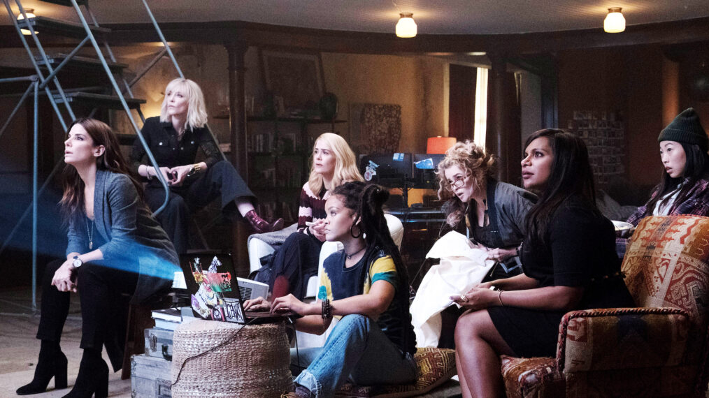 Sandra Bullock, Cate Blanchett, Sarah Paulson, Rihanna, Helena Bonham Carter, Mindy Kaling, and Awkwafina in Ocean's 8