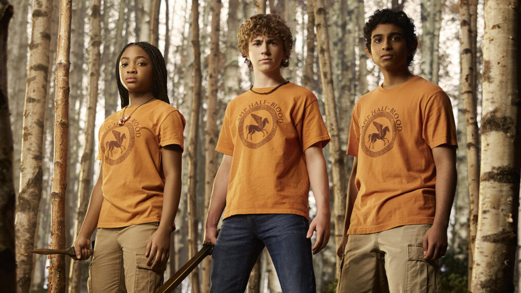 Leah Sava Jeffries, Walker Scobell, and Aryan Simhadri in 'Percy Jackson and the Olympians'