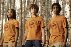 Leah Sava Jeffries, Walker Scobell, and Aryan Simhadri in 'Percy Jackson and the Olympians'
