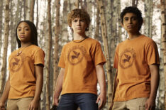 Leah Sava Jeffries, Walker Scobell, and Aryan Simhadri in 'Percy Jackson and the Olympians'