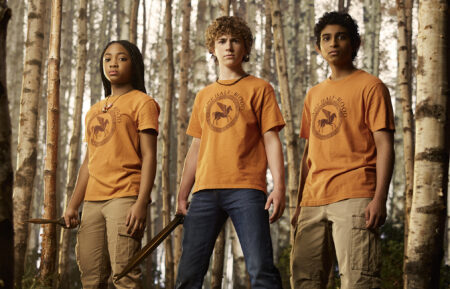 Leah Sava Jeffries, Walker Scobell, and Aryan Simhadri in 'Percy Jackson and the Olympians'