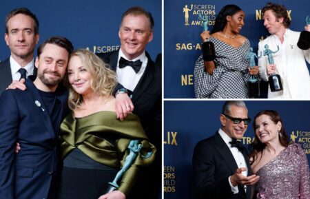 The stars of 'Succession,' 'The Bear,' and former costars and former real-life spouses Jeff Goldblum and Geena Davis behind the scenes at the 2024 SAG Awards