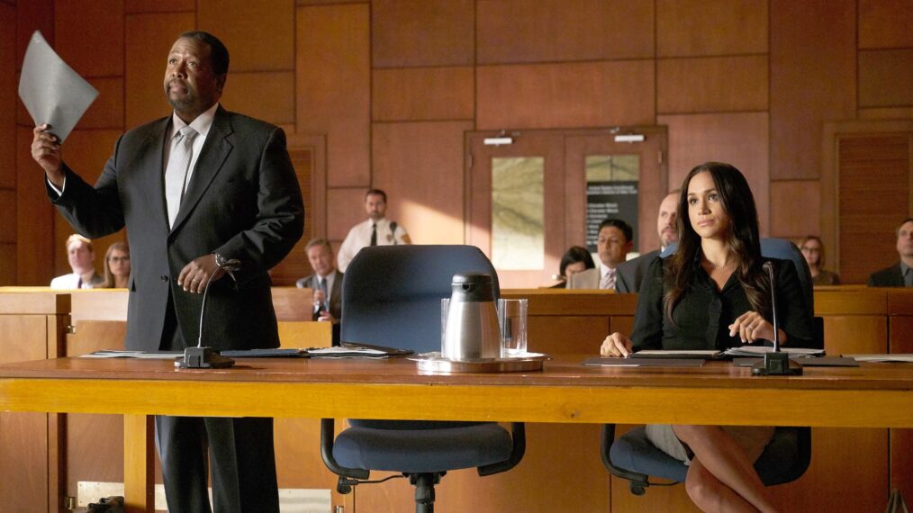 Wendell Pierce as Robert Zane, Meghan Markle as Rachel Zane in 'Suits' Season 7