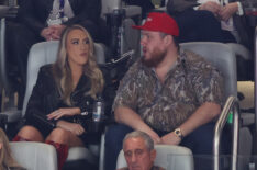 Luke Combs and Nicole Hocking at the 2024 Super Bowl