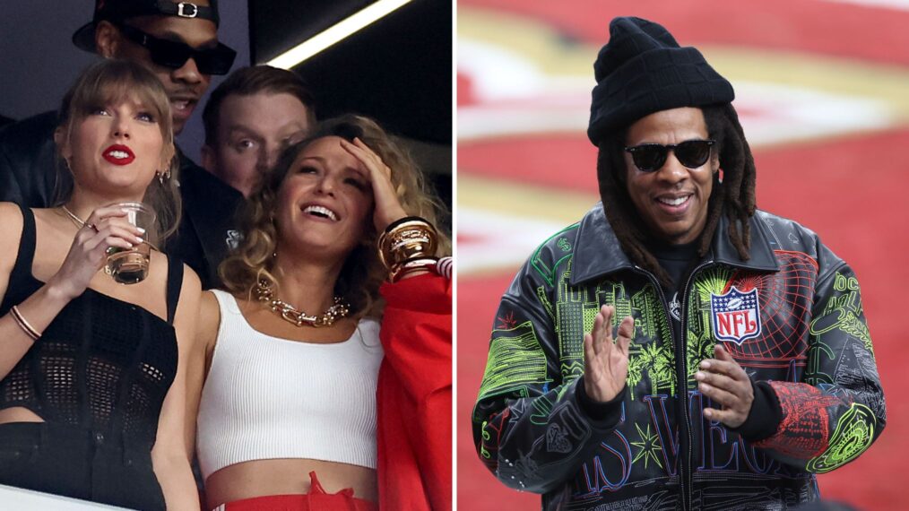 Taylor Swift, Blake Lively, and Jay-Z at the 2024 Super Bowl