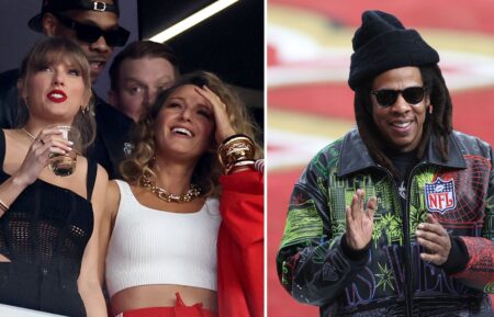 Taylor Swift, Blake Lively, and Jay-Z at the 2024 Super Bowl