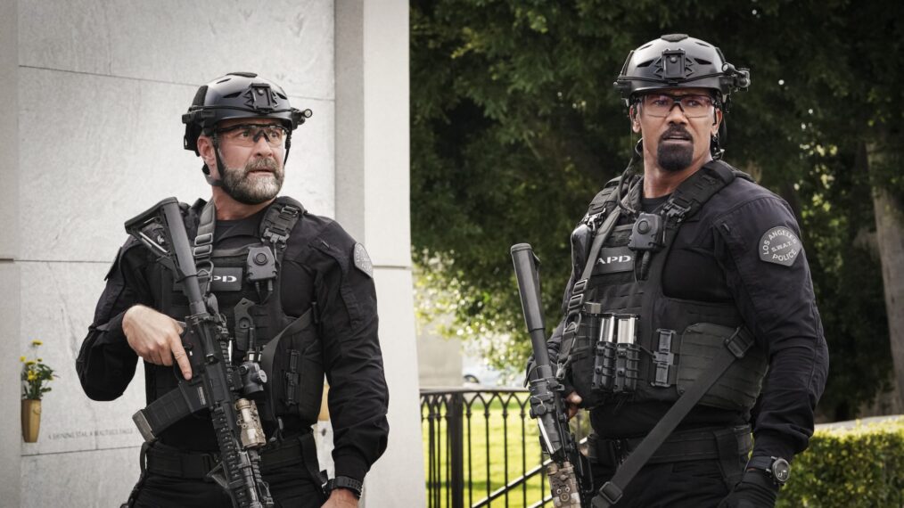 Jay Harrington as David 'Deacon' Kay and Shemar Moore as Daniel 'Hondo' Harrelson — 'S.W.A.T.' Season 7 Episode 3