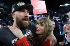 Travis Kelce and Taylor Swift at the AFC Championship Game