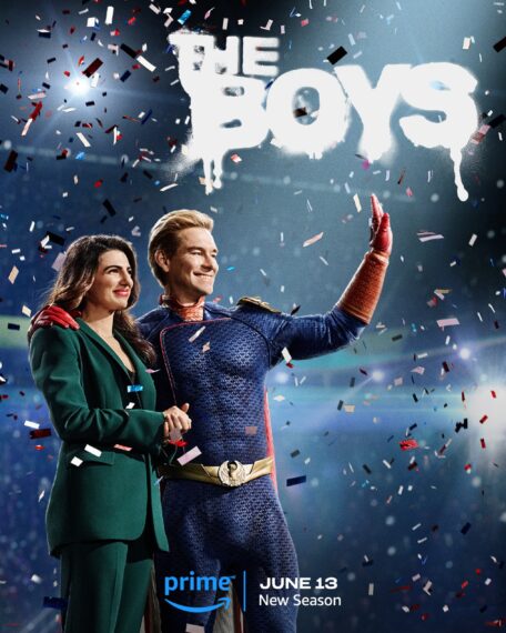 Claudia Doumit and Antony Starr in 'The Boys' Season 4 key art