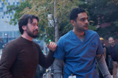 Jim Watson as Dr. Theo Hunter, Hamza Haq as Dr. Bashir Hamed in 'Transplant' Season 3 finale