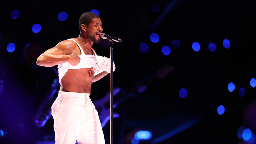 Usher performs at the Apple Music Super Bowl LVIII Halftime Show