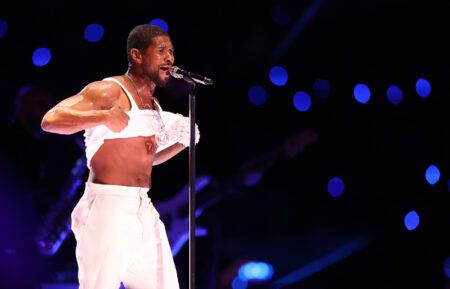 Usher performs at the Apple Music Super Bowl LVIII Halftime Show