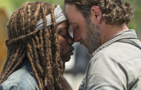 Andrew Lincoln as Rick Grimes, Danai Gurira as Michonne