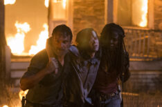 Andrew Lincoln as Rick Grimes, Chandler Riggs as Carl Grimes, Danai Gurira as Michonne - The Walking Dead - Season 8, Episode 9