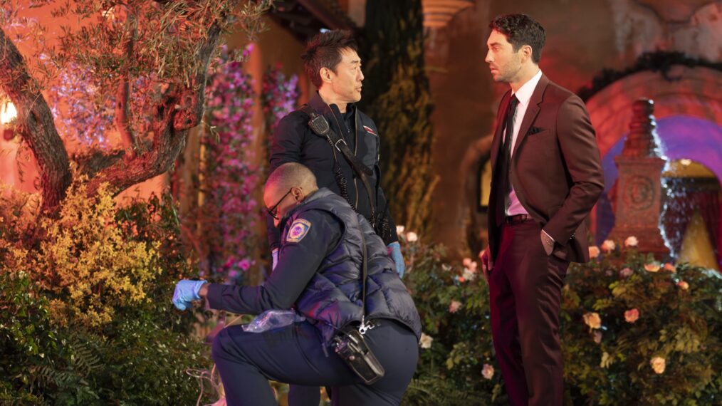 Aisha Hinds, Kenneth Choi, and Joey Graziadei — '9-1-1' Episode 100 - 'Buck Bothered and Bewildered'