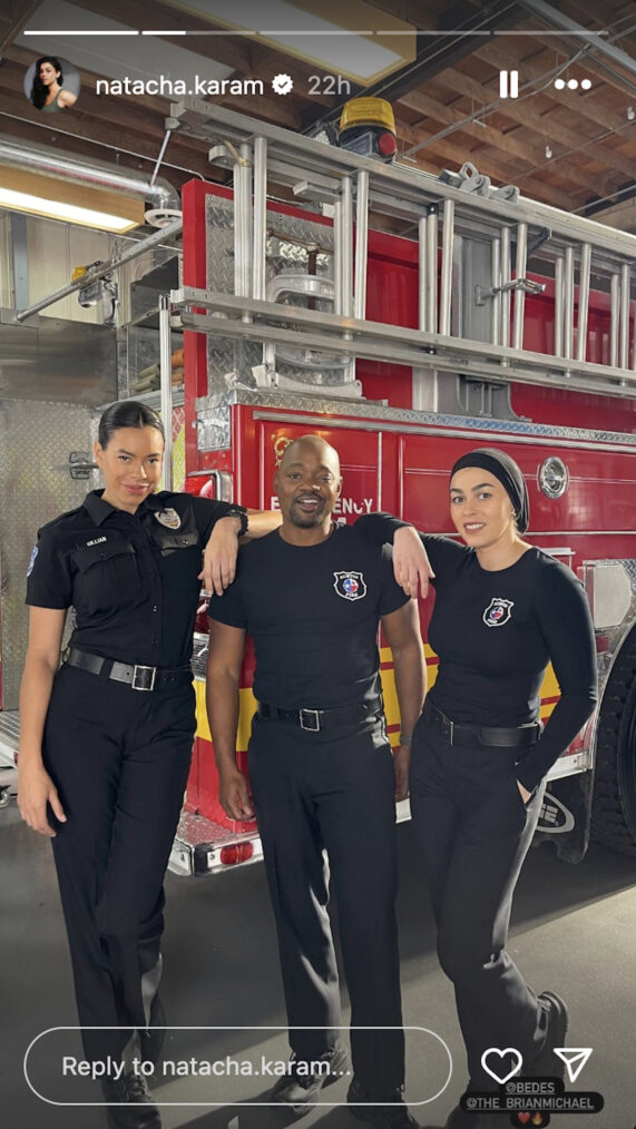 Brianna Baker, Brian Michael Smith, and Natacha Karam — '9-1-1: Lone Star' Season 5 Set