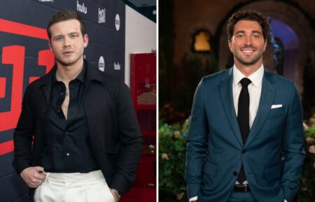 Oliver Stark at '9-1-1' Season 7 premiere party (L); Joey Graziadei in front of 'The Bachelor' mansion (R)