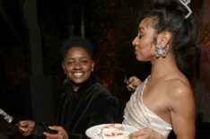 Bre-Z and Chelsea Tavares cut the cake at “All American” 100th Episode and Season 6 Premiere Celebration Hosted by Warner Bros.