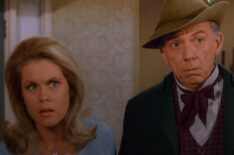 Samantha (Elizabeth Montgomery) with a leprechaun on 'Bewitched.'