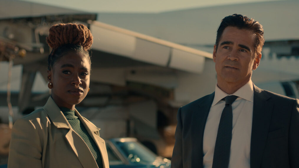 Kirby Howell-Baptiste an Colin Farrell in Sugar