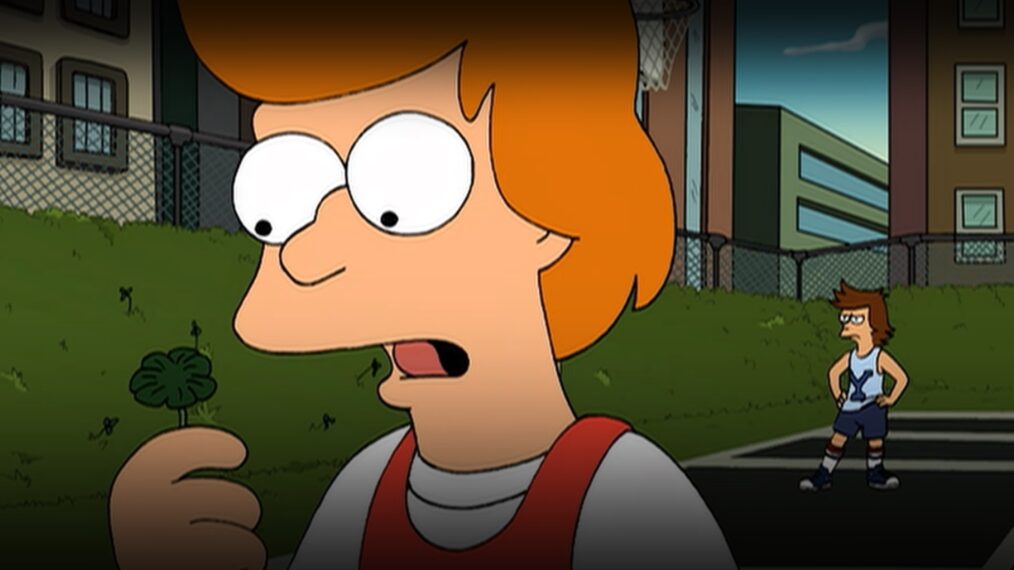 Fry finds a seven-leaf clover in 'Futurama.'