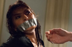 Mariska Hargitay as Detective Olivia Benson with duct tape over her mouth in Law & Order: Special Victims Unit - 'Surrender Benson'