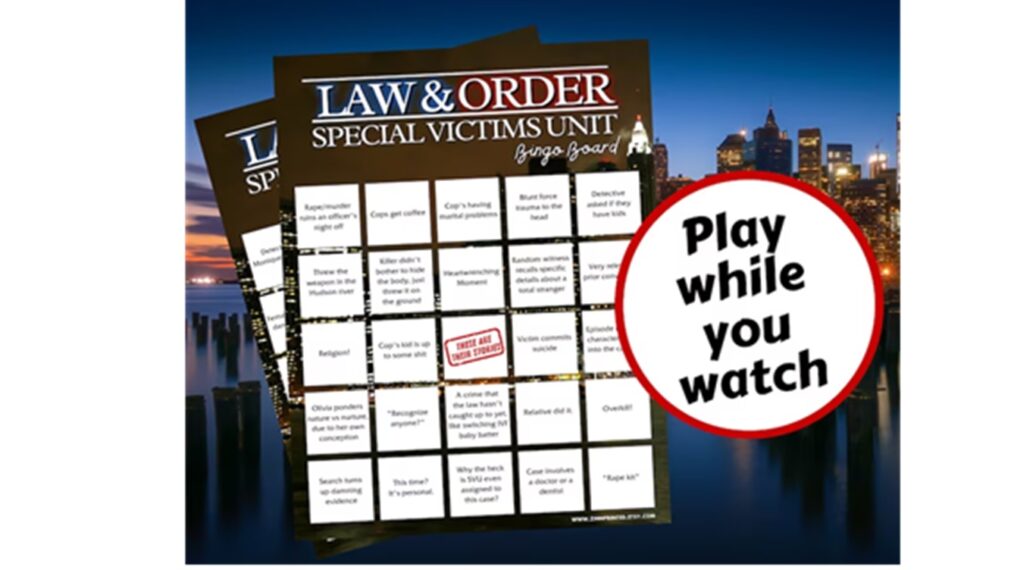 SVU bingo card