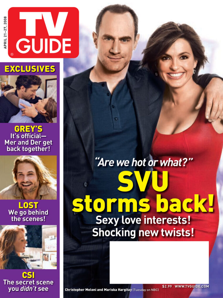 Christopher Meloni and Mariska Hargitay of Law & Order: Special Victims Unit on the cover of TV Guide Magazine - April 2008