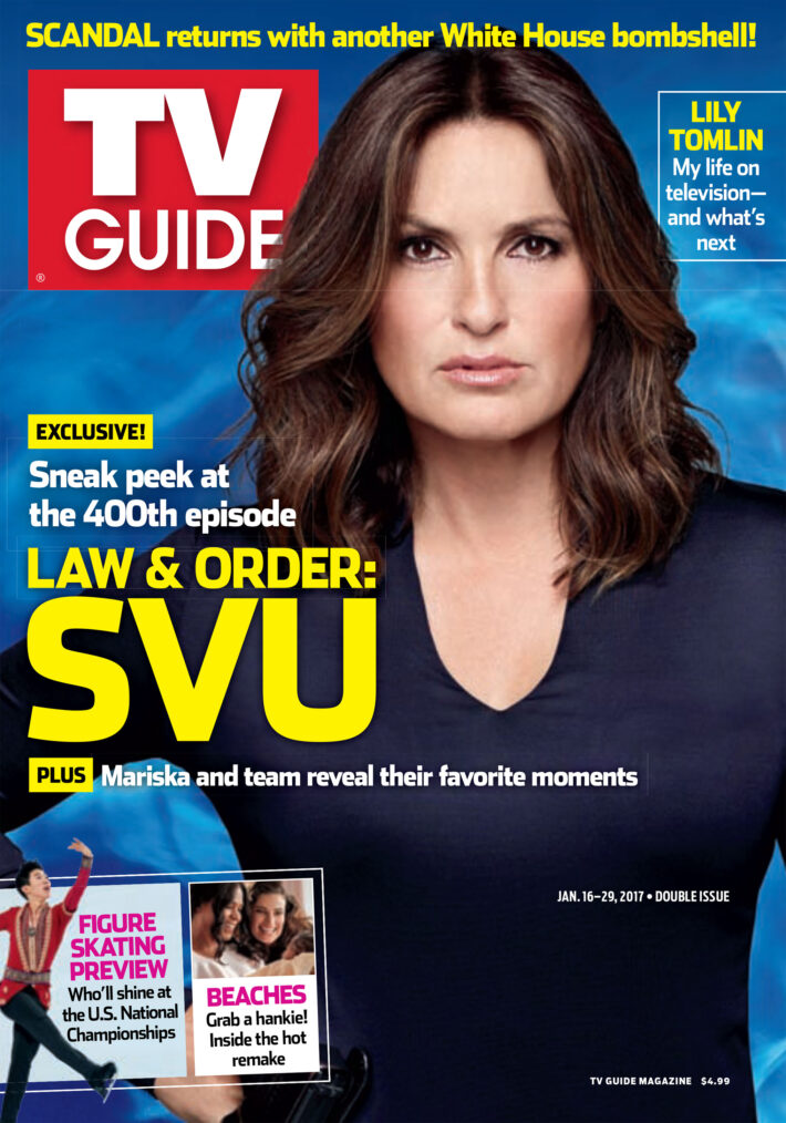 Mariska Hargitay of Law & Order: Special Victims Unit on the cover of TV Guide Magazine - Jan 2017