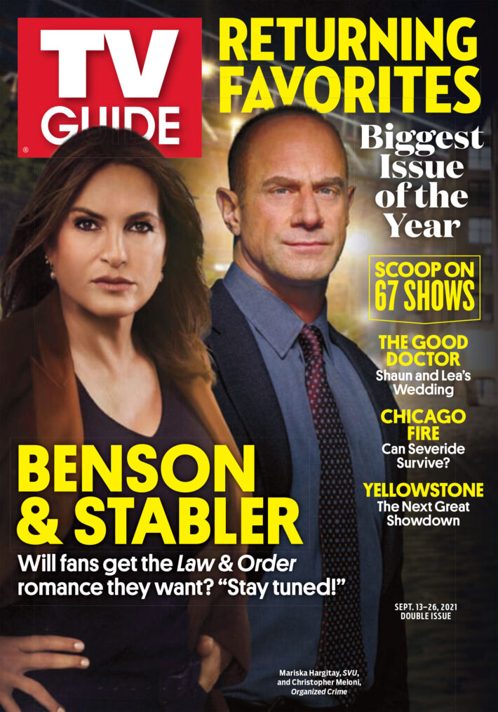 Mariska Hargitay and Christopher Meloni of Law & Order: Special Victims Unit on the cover of TV Guide Magazine - Sept 2021