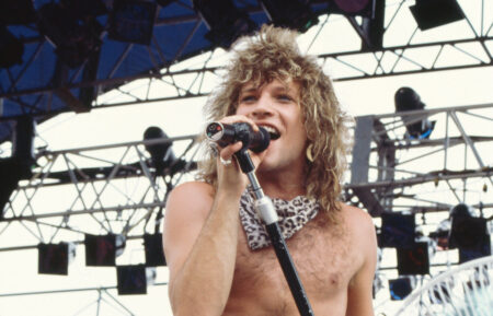 Jon Bon Jovi of US rock band Bon Jovi performs at summer rock festival 'Super Rock 84' on their first visit to Japan, Naogoya Baseball Stadium, Aichi, Japan, 4th August 1984.