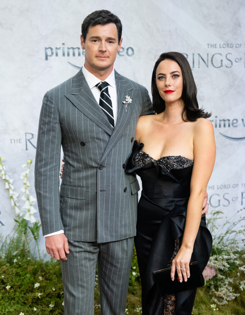 Kaya Scodelario and Benjamin Walker attend 'The Lord Of The Rings: The Rings Of Power' World Premiere at Leicester Square on August 30, 2022