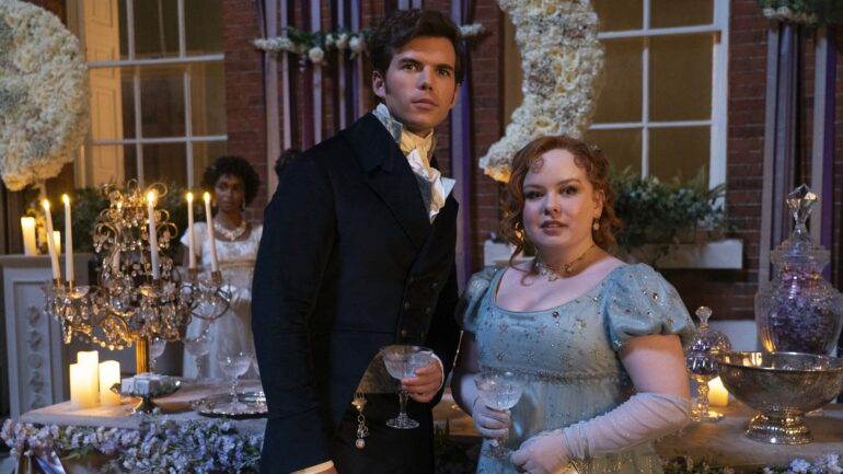 Luke Newton and Nicola Coughlan in 'Bridgerton' Season 3