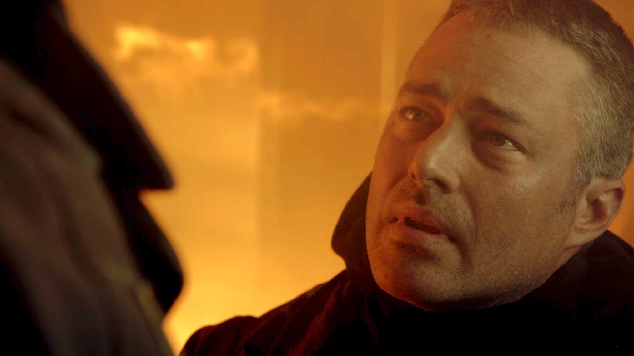Taylor Kinney as Kelly Severide and Miranda Rae Mayo as Stella Kidd on 'Chicago Fire'