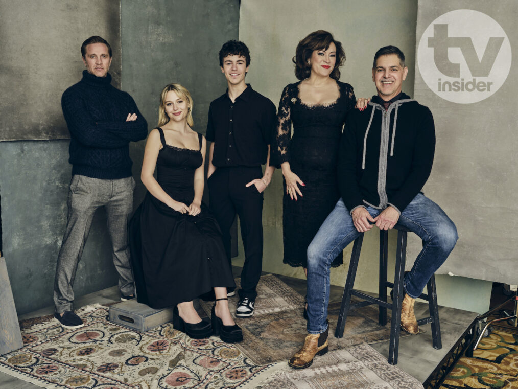 'Chucky' stars Devon Sawa, Alyvia Alyn Lind, Zackary Arthur, and Jennifer Tilly and executive producer Don Mancini for TV Insider at TCA