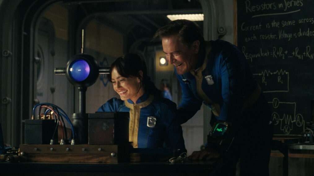 Ella Purnell als Lucy und Kyle MacLachlan als Hank in „Fallout“
